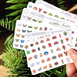 Animal Crossing Critterpedia Sticker Set, ACNH Insekten Fische Meeresbewohner Sticker Set