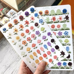 Animal Crossing-bloemenstickers, schattig stickervel bloemen, ACNH-bloemen