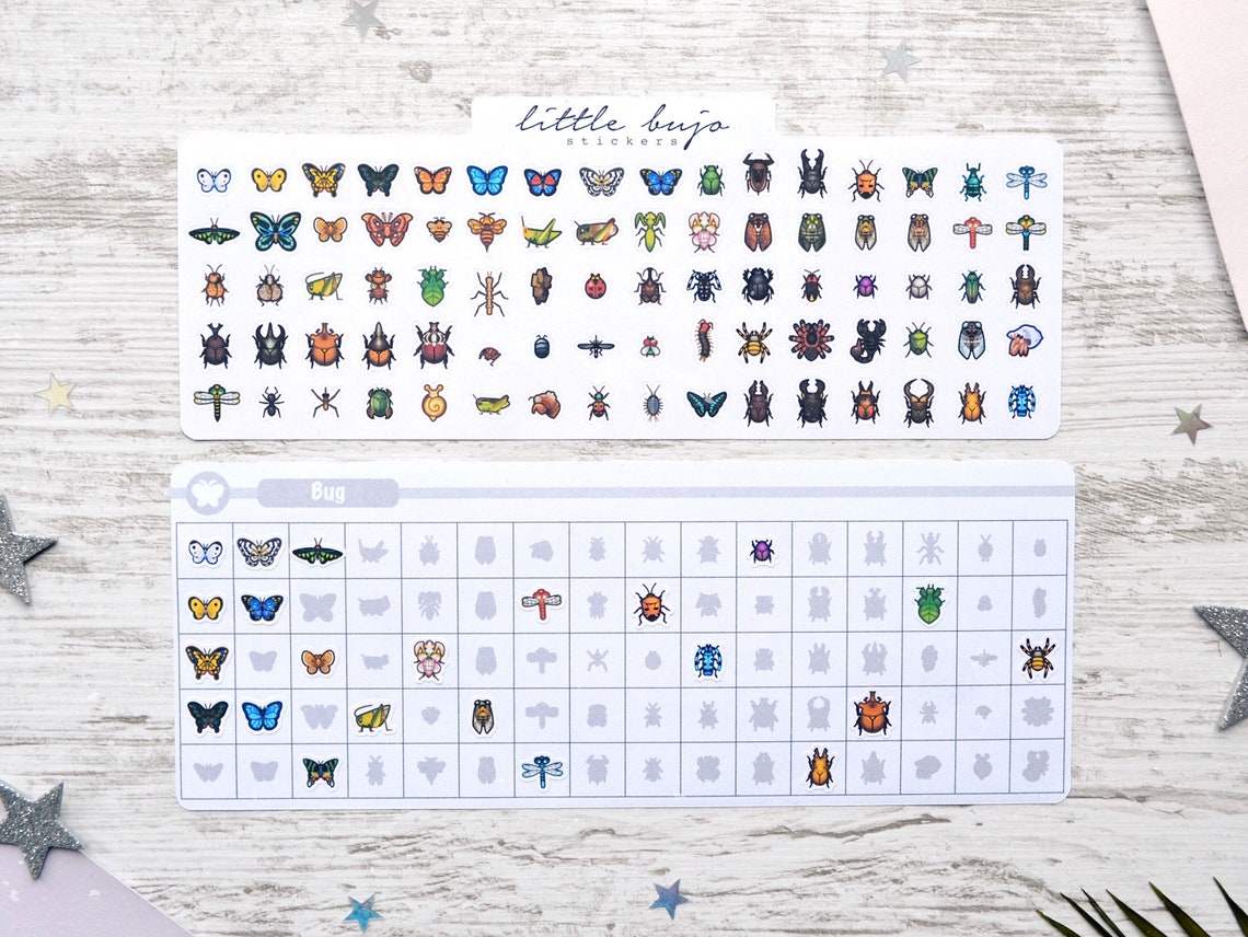 Animal Crossing Critterpedia Sticker Sheet ACNH Insects Fish | Etsy