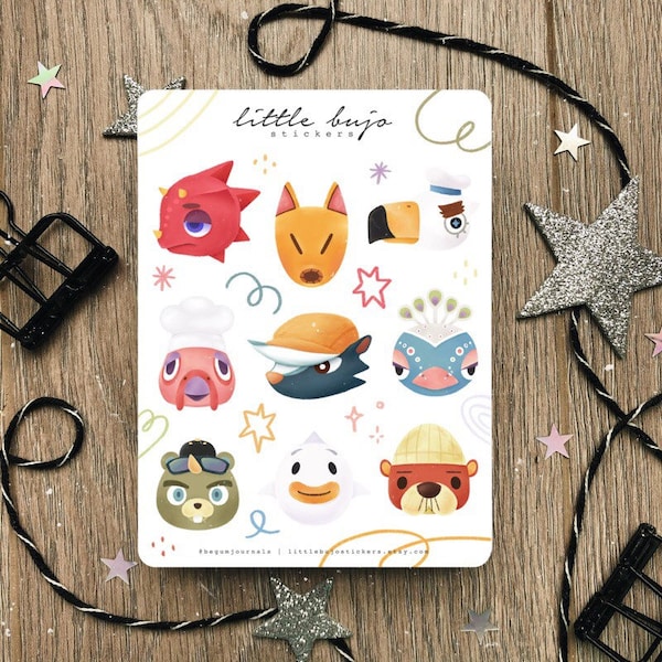 Animal Crossing Characters Sticker Set, ACNH Planner Stickers, Bullet Journal Sticker Sheet, Flick Pascal