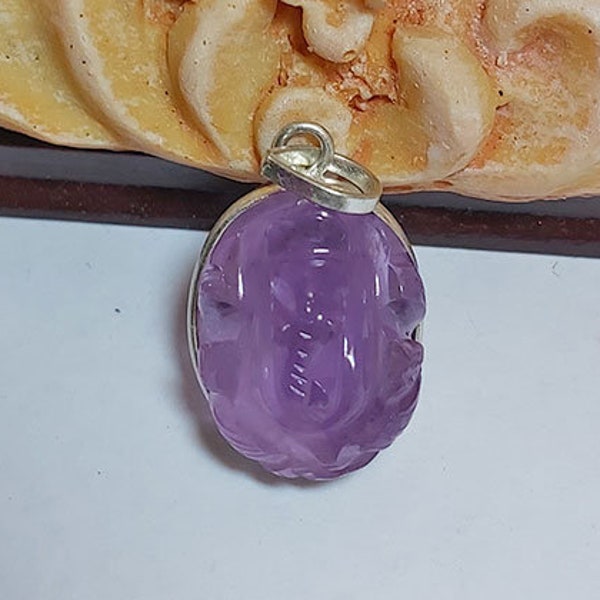 Amethyst Ganesha Pendant Carved Ganesh Statue KCP01