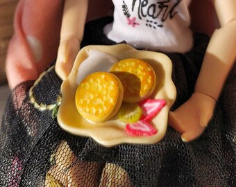 Mini food for dolls. miniature pancakes . Dollhouse. Scale 1:6. Polymer clay food.
