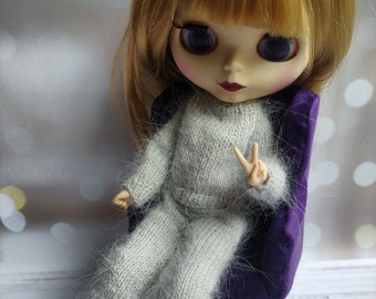 Bluthe outfit. Knitted set for dolls.