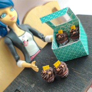 Cupcakes 1:12 miniature. Miniature food. Cake for dolls. tea-set. Dollhouse. Doll food. Polymer clay food.