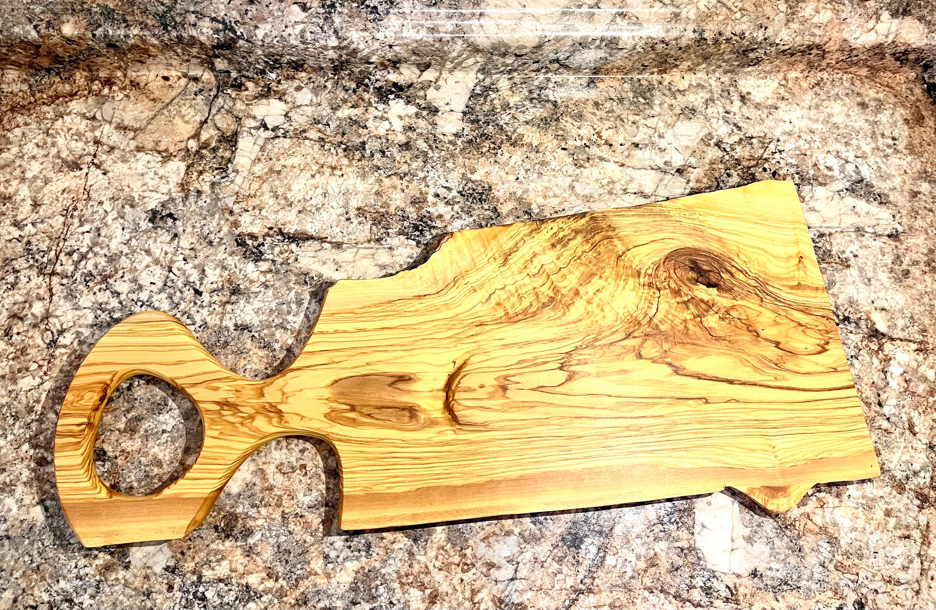 Live Edge Olive Wood Charcuterie Board, Serving Tray, Cheese Board
