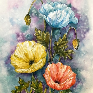 Poppies Aquarelle Painting/Originale watercolor/Original wall art/Flowers painting/Original artwork/Poppies watercolor/Poppies painting
