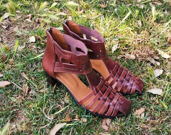 Fisherman Greek leather sandals, Women shoes, Handmade ankle strap high heel sandal