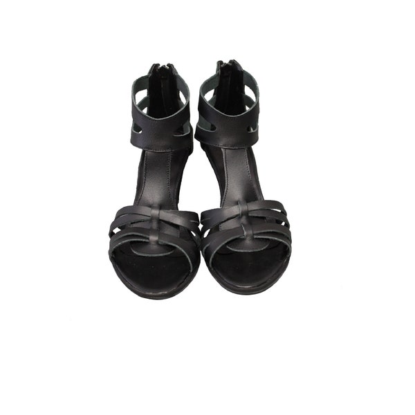 High heel sandals, Women leather dancing sandals, Open toe sandals, Ankle strap sandals, Back zipper