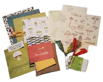 Cottage Core, Mushroom themed snail mail and junk journal kit