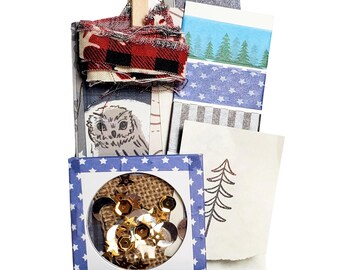 Night Woods Theme Mini Paper Pack -  Junk Journal Ephemera, snail mail