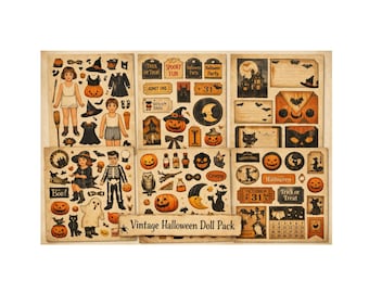 Vintage Trick or Treat Halloween Printable | Junk Journal Pages | 8.5x11 Digital Download