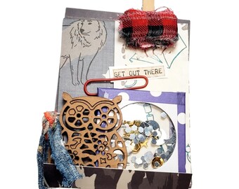 Night Woods Theme Mini Paper Pack -  Junk Journal Ephemera, snail mail