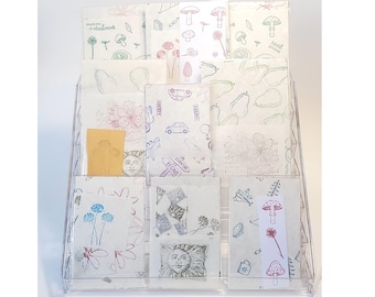 Hand‑Stamped Mystery Paper Pack • Junk Journal Ephemera • Mixed Paper Bundle • 5x7 Craft Supplies