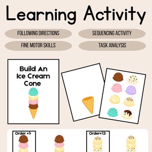 Build An Ice Cream Cone | Printable Activity |  Fine Motor | Following Directions | Preschool & Special Education