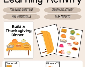 Build A Thanksgiving Dinner| Printable Activity |  Fine Motor | Following Directions | Preschool & Special Education