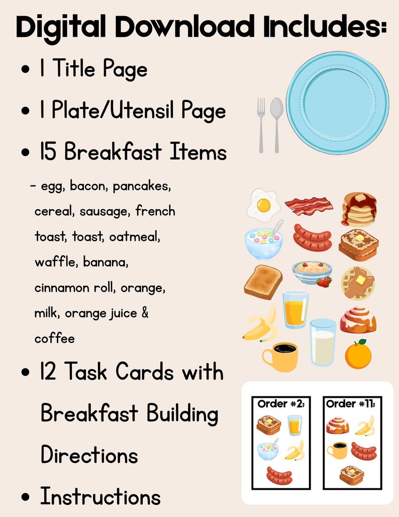 Build a Breakfast Activity | Printable Activity | Fine Motor ...
