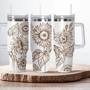 Sunflowers 40oz Engraved Tumbler SVG, Laser Engraved, Digital Download, Tumbler Wrap For Laser Rotary, Seamless Pattern for 40oz Tumbler