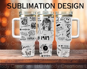 Swifties 40oz sublimatie Tumbler PNG, digitale download, Tumbler Wrap voor sublimatie Tumblers, naadloos patroon 40oz Stanley Tumbler