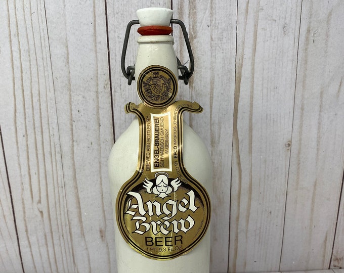 Angel Brew Beer Vintage Stoneware Beer Bottle, Engle Brauerei West