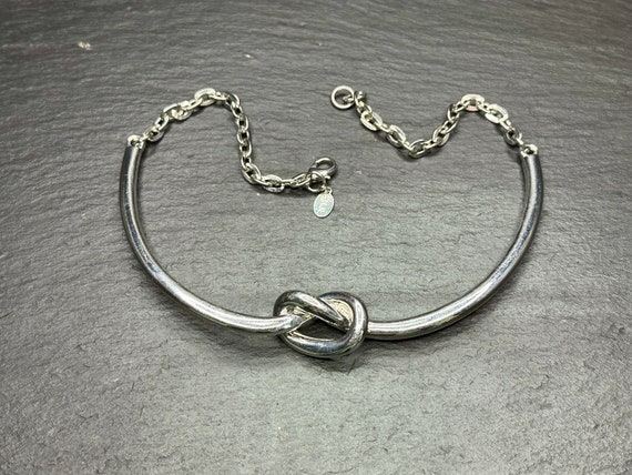 KJL Kenneth Jay Lane Silver Tone Knot Collar Neck… - image 6