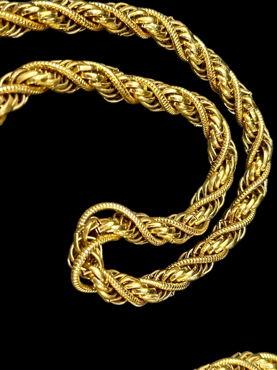 Vtg Gold Plated Double Rope Chain Twisted Necklace / 70s