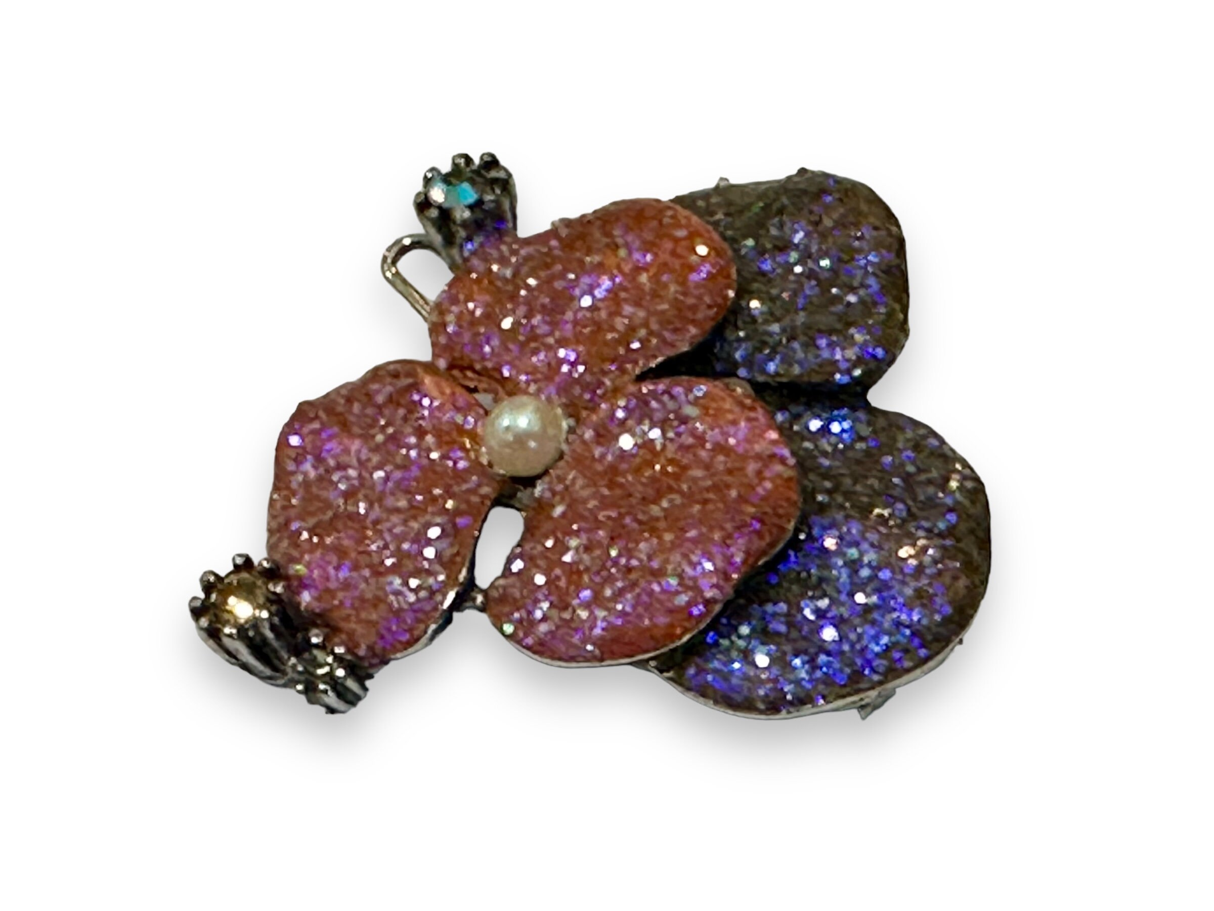 Vintage Gerard Yosca Flower Barrette / Vtg Yosca Glitter  display picture 3