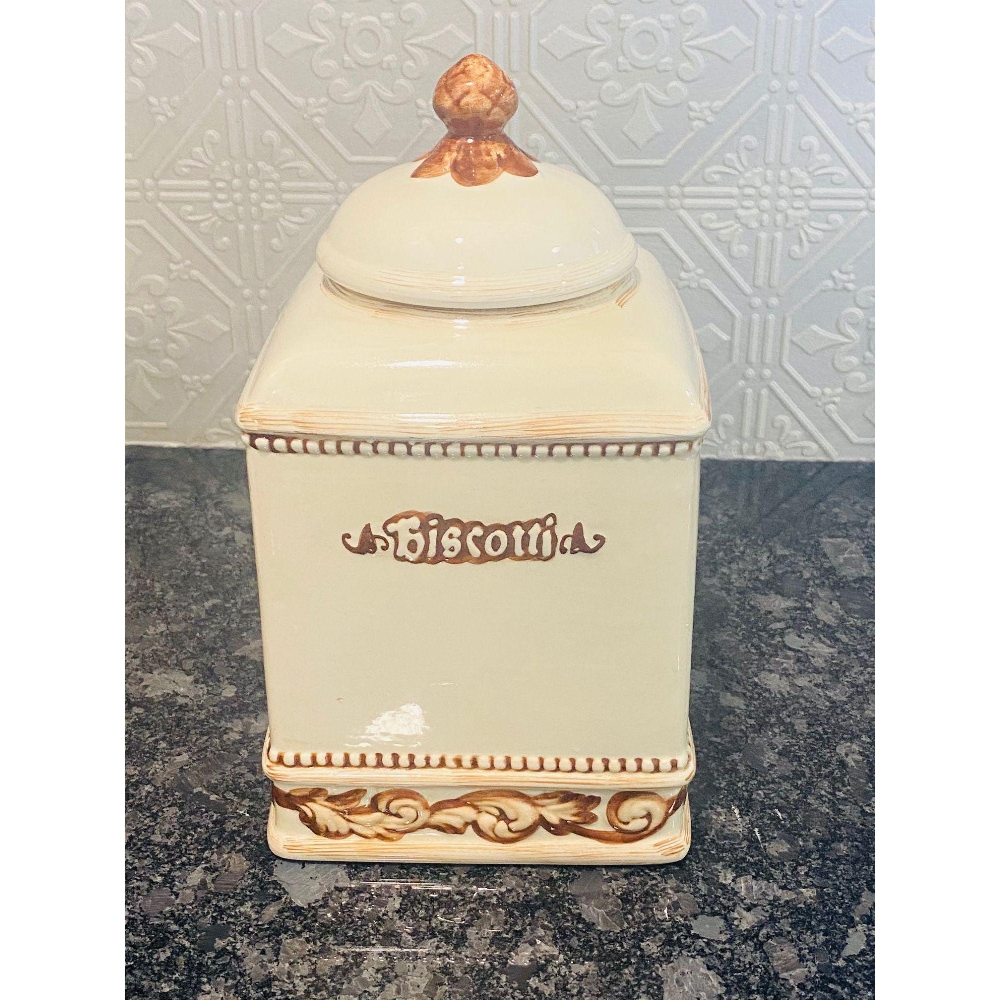 Handmade for Nonni's Biscotti Jar Cookie Jar with Lid Etsy