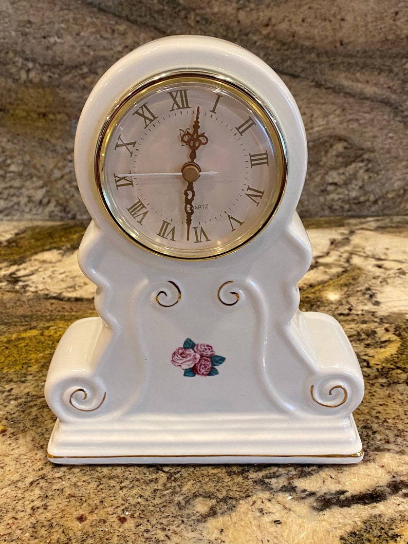 Paul Sebastian Quartz Mantle Clock PS 1998 White Porcelain Etsy