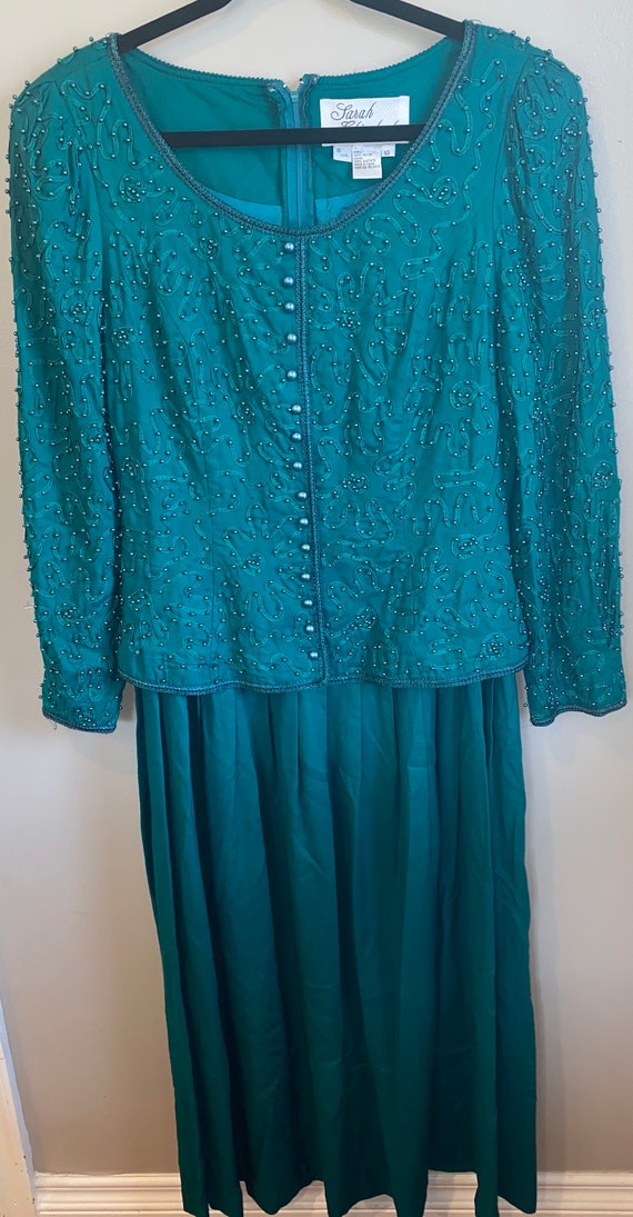 Sarah Elizabeth Vintage 90's Green Beaded Embroidered Top | Etsy