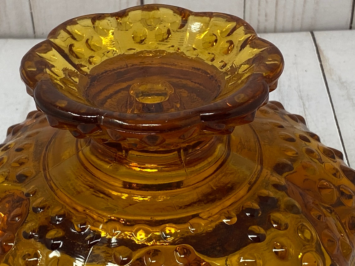 Fenton Six Candles Candle Bowl Holder Candlestick Amber Glass Etsy