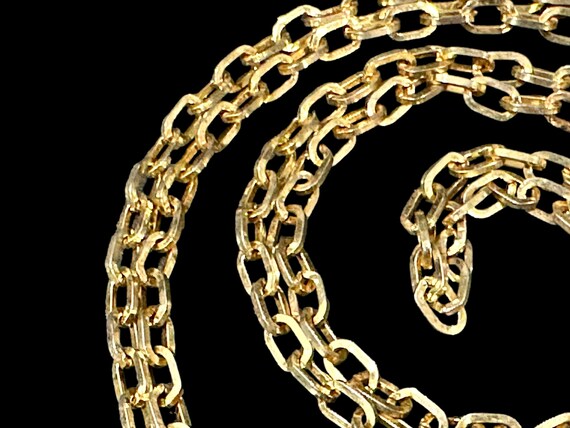 Vtg Gold Tone Cable Chain Runway Necklace / 51" L… - image 6