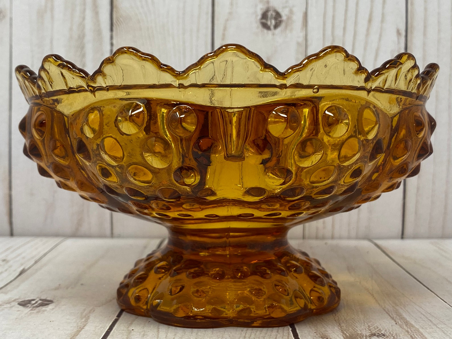 Fenton Six Candles Candle Bowl Holder Candlestick Amber Glass Etsy