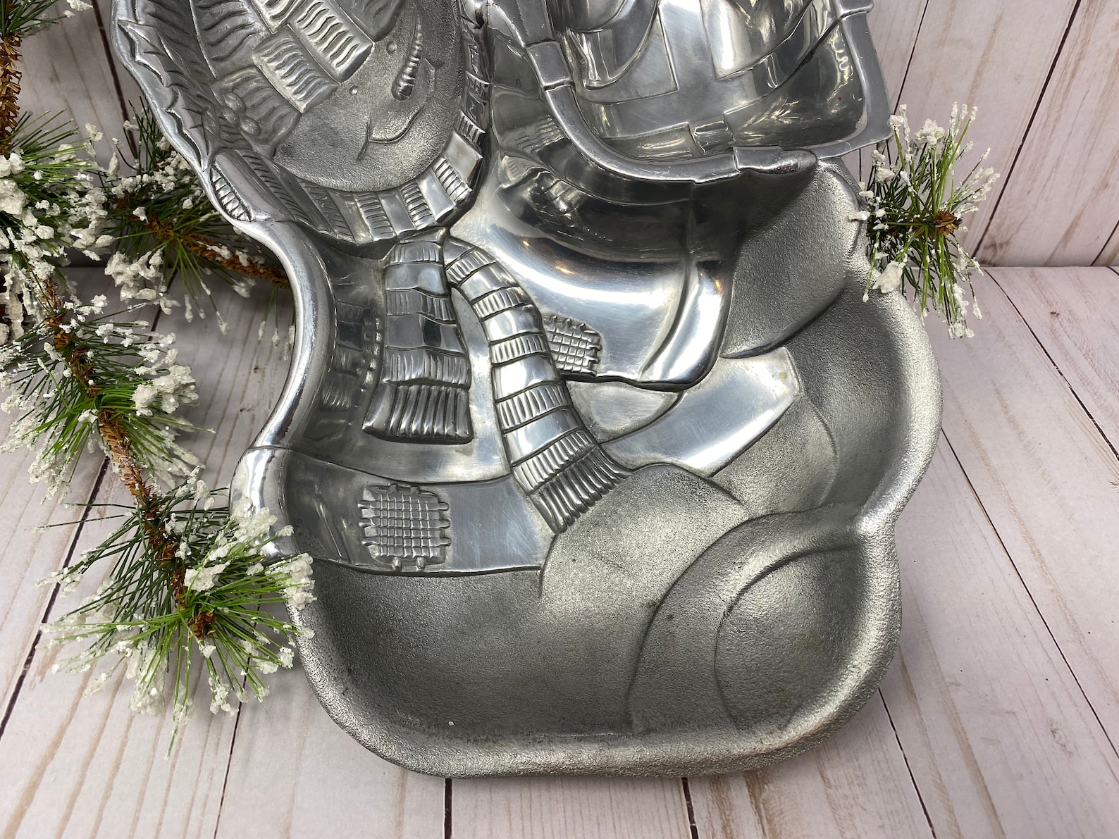 Lenox Snowman and Presents Christmas Chip and Dip Dish Pewter Etsy