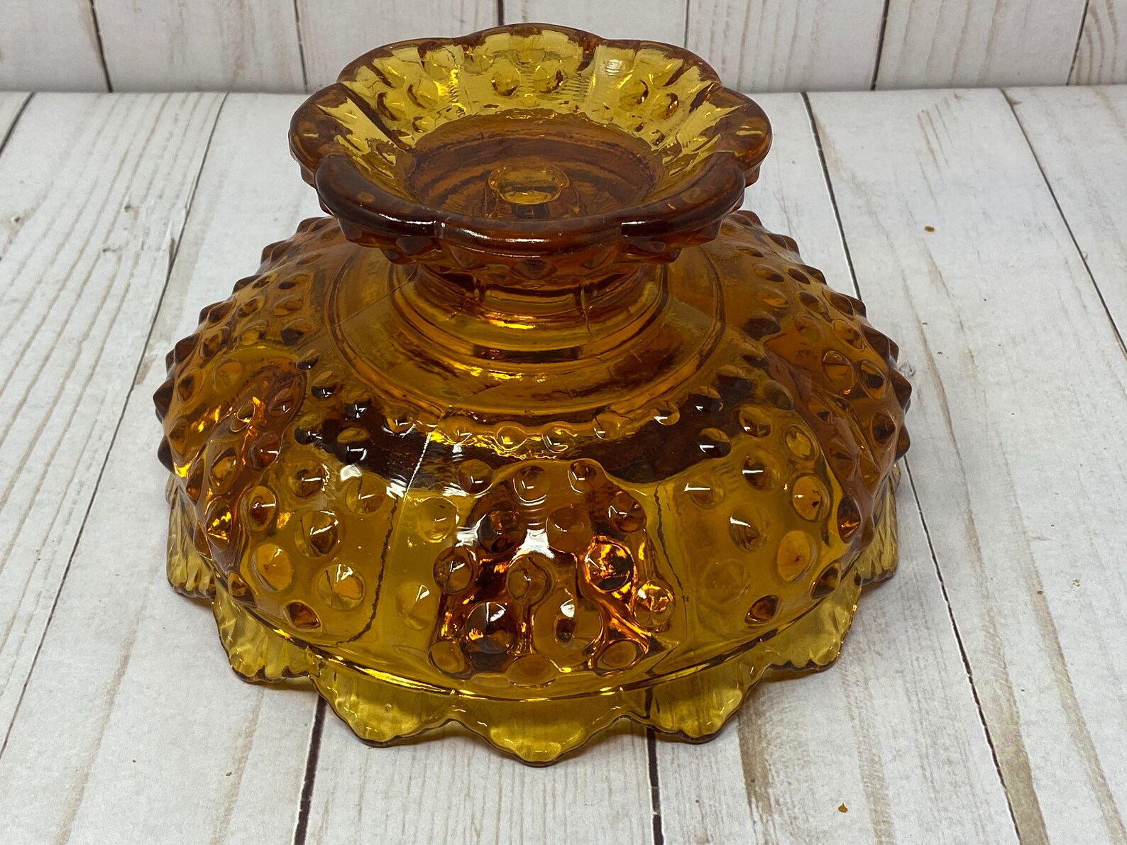 Fenton Six Candles Candle Bowl Holder Candlestick Amber Glass Etsy
