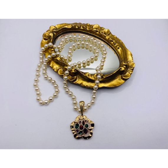 Vintage SAL Swarovski Crystal Flower Necklace / Co