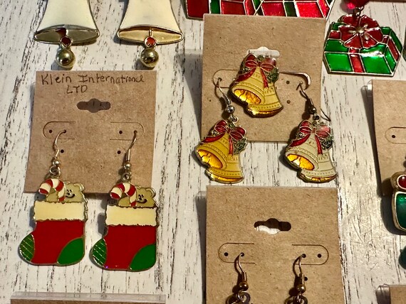 Vtg Enamel Christmas Earrings Lot / Korea / Klein… - image 5