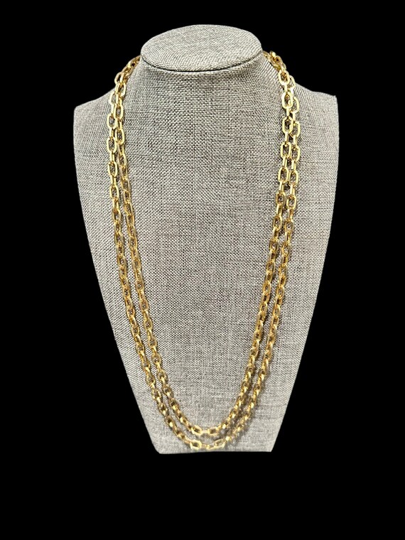 Vtg Gold Tone Cable Chain Runway Necklace / 51" L… - image 3