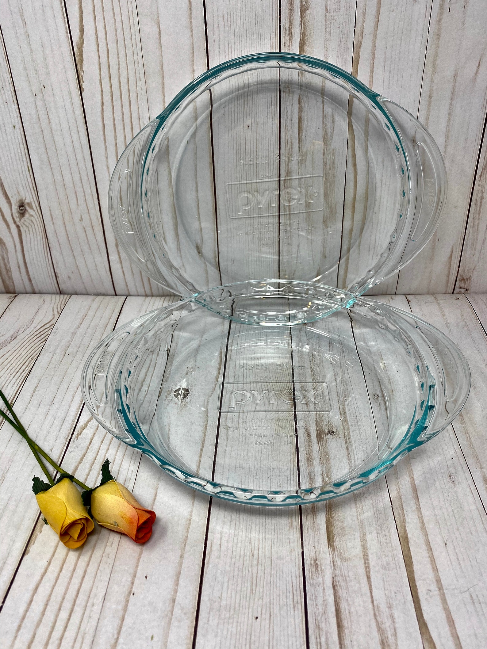 Pyrex Blue Tint GripRite 9.5 Pie Plate Set of TWO Clear Etsy