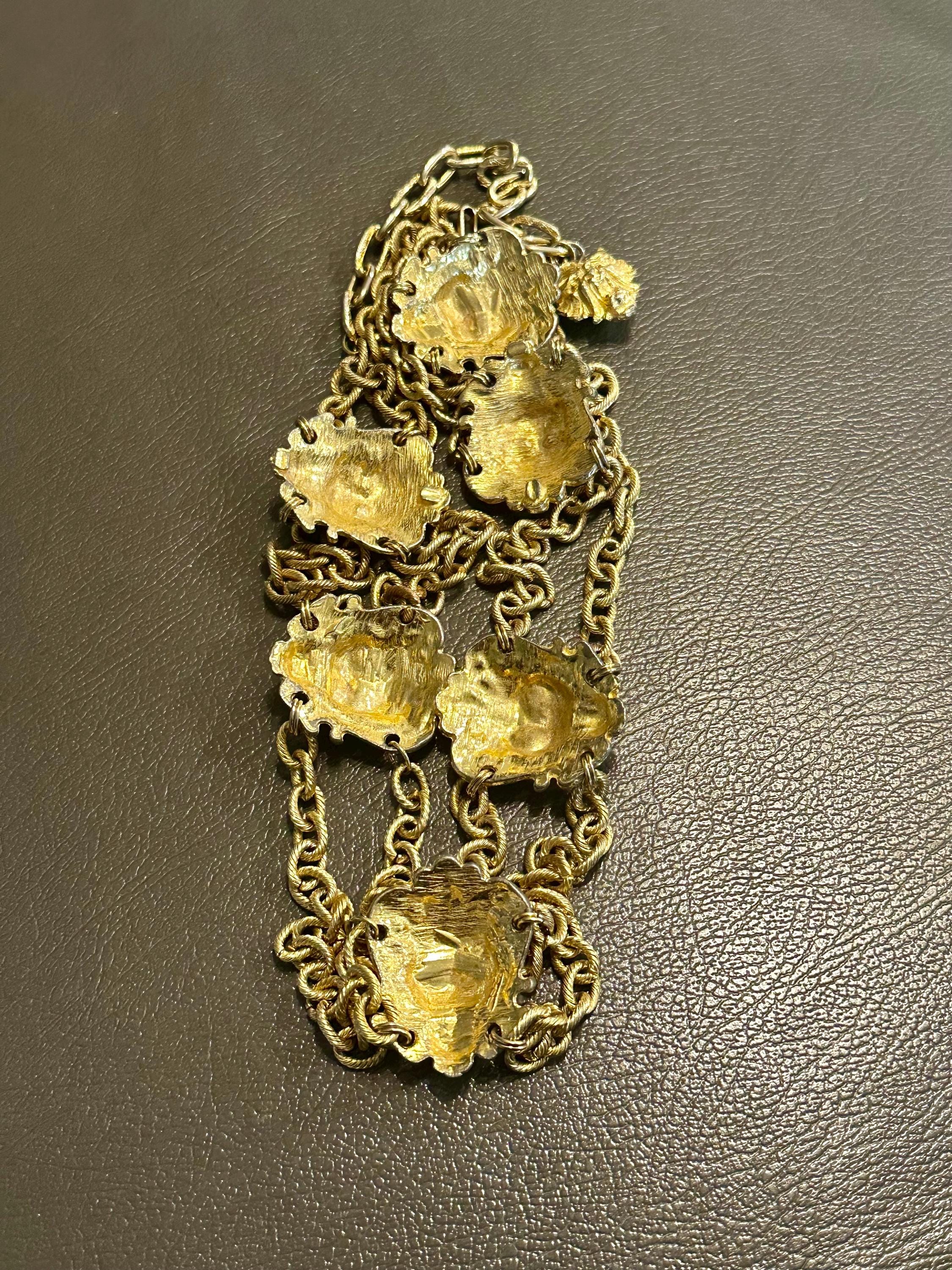Vintage Anne Klein Gold Tone Turtle Chain Belt Lion Head Logo Charm Runway 80s 1980s 90s Anne Klein gold lion head black suede belt  main image 3