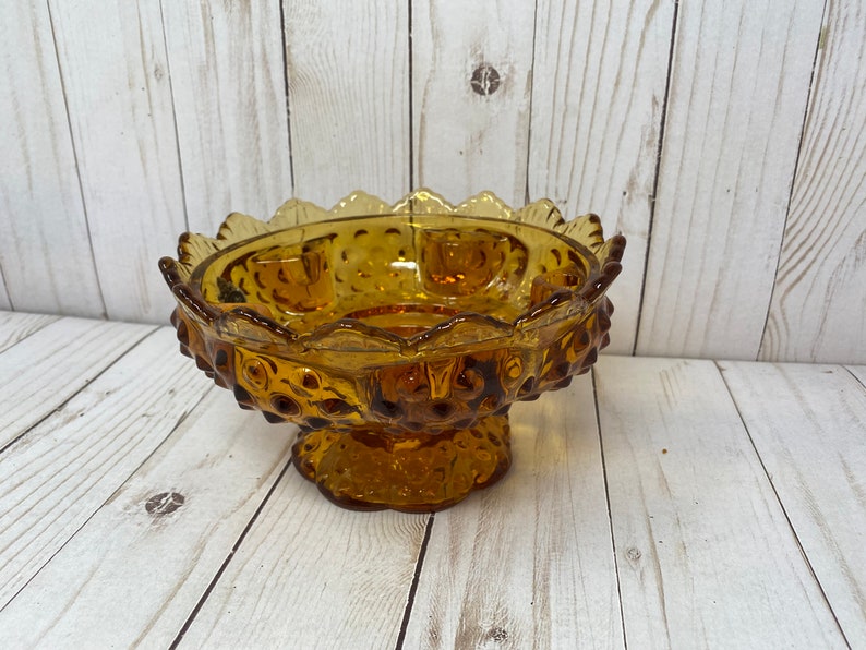Fenton Six Candles Candle Bowl Holder Candlestick Amber Glass Etsy