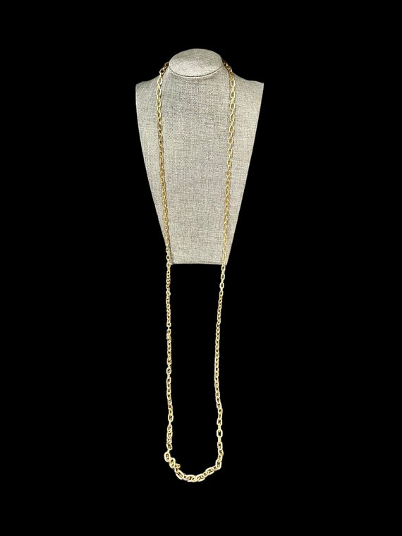 Vtg Gold Tone Cable Chain Runway Necklace / 51" L… - image 2