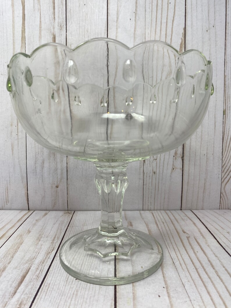 Indiana Glass Clear Teardrop Pedestal Bowl Large Compote Etsy