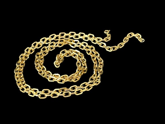 Vtg Gold Tone Cable Chain Runway Necklace / 51" L… - image 4