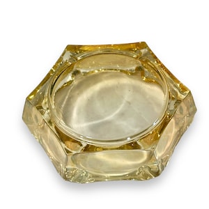 Vintage Carnival Glass Ashtray / Iridescent Hexagon Ashtray / MCM Carnival Glass Ashtray / Retro Ladies Ashtray / Smudge Bowl / 4&quot; x 4&quot;