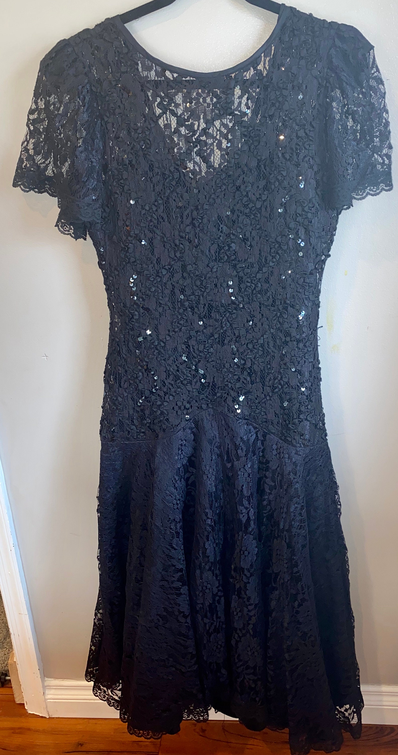 HW Collections Black Sequin Cocktail Dress Vintage Mermaid | Etsy