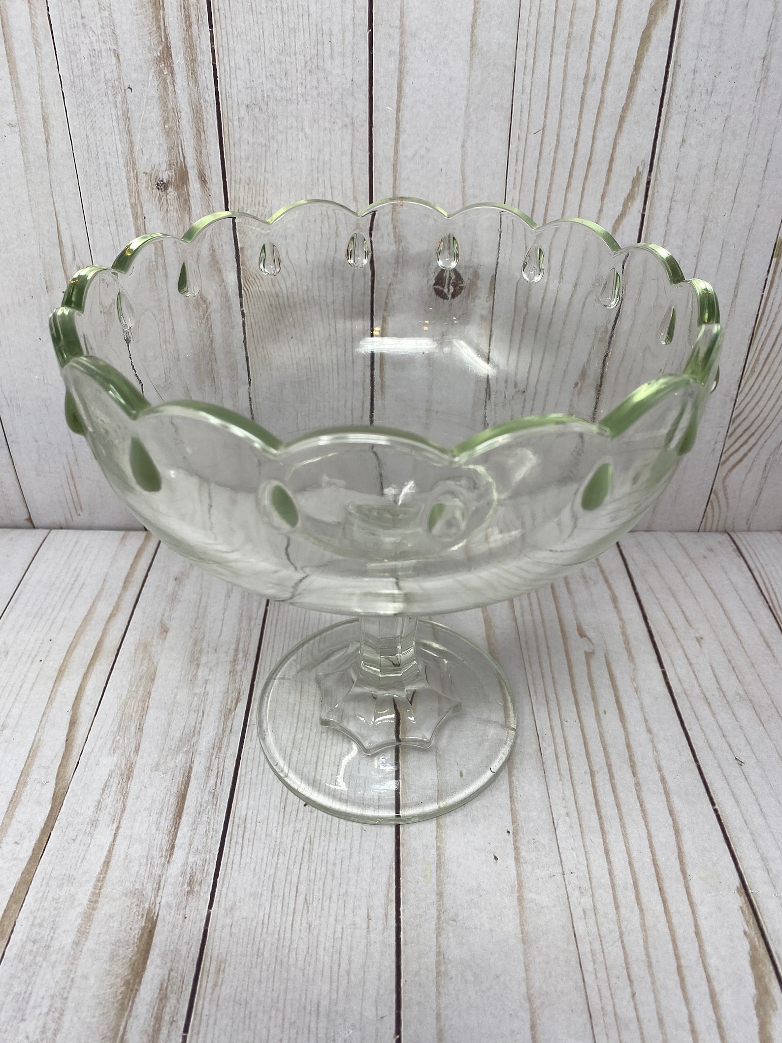 Indiana Glass Clear Teardrop Pedestal Bowl Large Compote Etsy