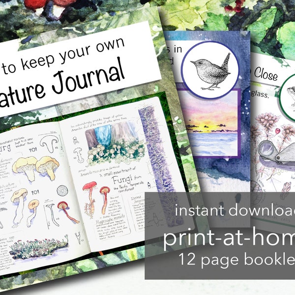 Printable Booklet to teach Nature Journaling: full-color instructional folded booklet download for at home printing