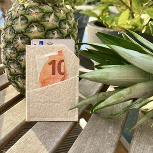 Veganes, nachhaltiges Portemonnaie I Kartenhalter I Gelstasche aus Pinatex®  (Ananasleder) - MINI WALLET NATURWEIß