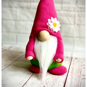 Handmade Soft Fleece Gnome with Daisy, Gonk, Swedish Tomte, Nordic