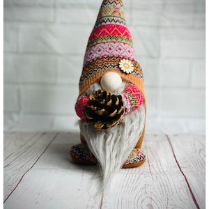 Autumn Gnome With Pinecone, Gonk, Nordic, Swedish Tomte